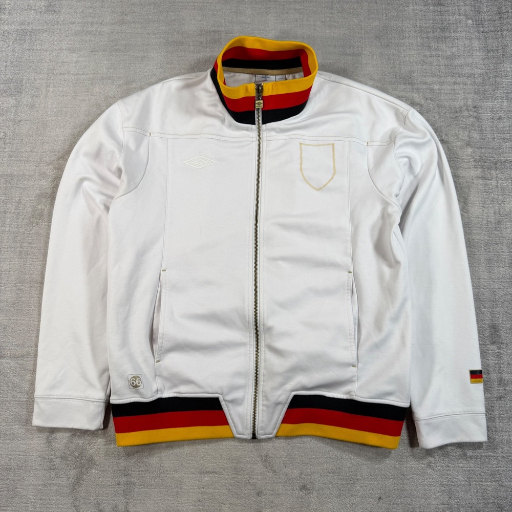 Umbro Jacket Mens Large White Germany Striped Track Full Zip Soccer Football Y2K